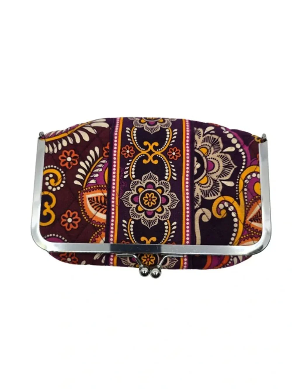 Vera Bradley Kiss & Make up Kiss Lock Make Up Cosmetic Bag w. Plastic Liner - Picture 2 of 9